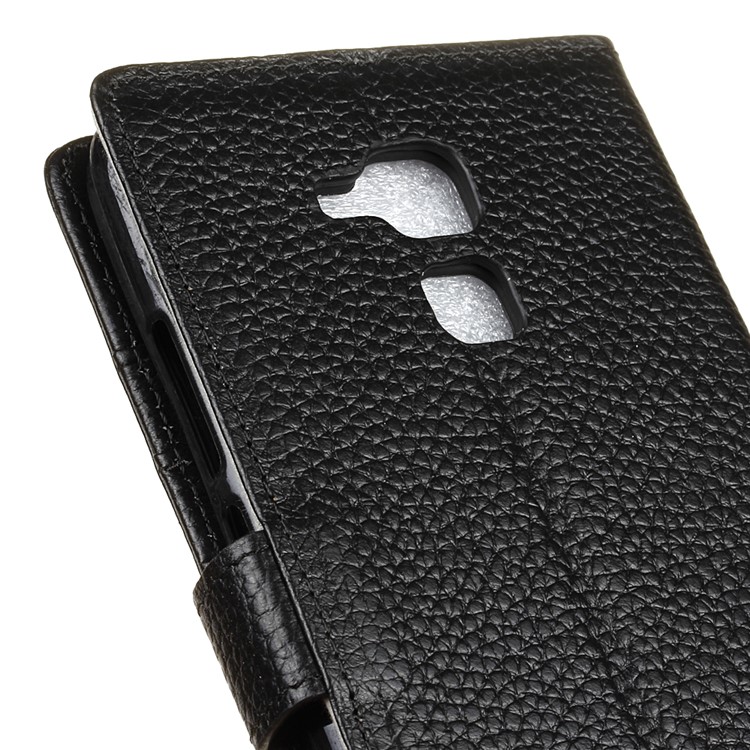 Genuine Leather Wallet Stand Case Litchi Skin for Huawei Honor 5c / GT3 - Black-3