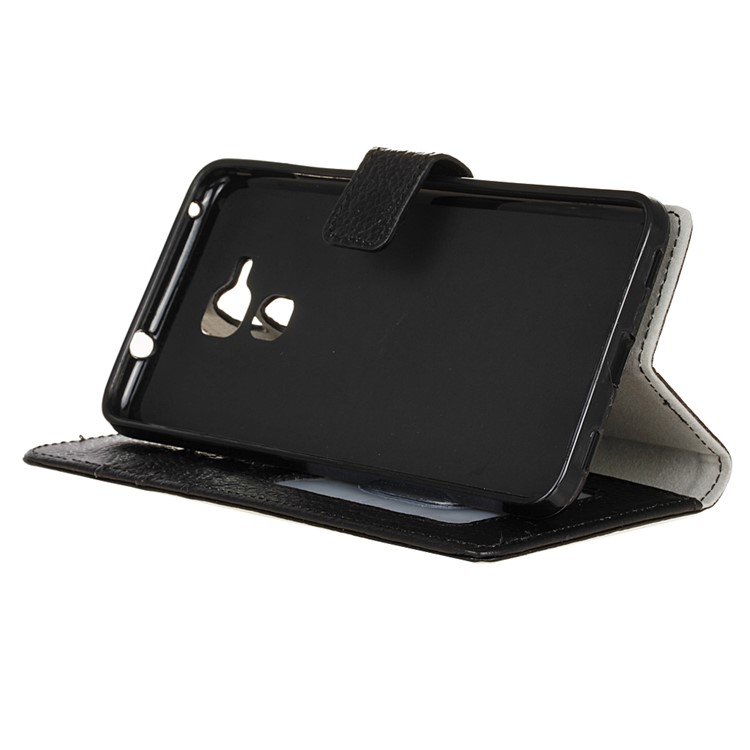Genuine Leather Wallet Stand Case Litchi Skin for Huawei Honor 5c / GT3 - Black-5