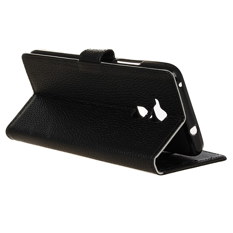 Genuine Leather Wallet Stand Case Litchi Skin for Huawei Honor 5c / GT3 - Black-6