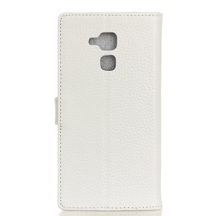 Genuine Leather Wallet Stand Cover Litchi Skin for Huawei Honor 5c / GT3 - White-2