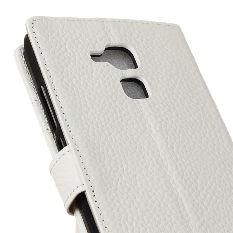 Genuine Leather Wallet Stand Cover Litchi Skin for Huawei Honor 5c / GT3 - White-3