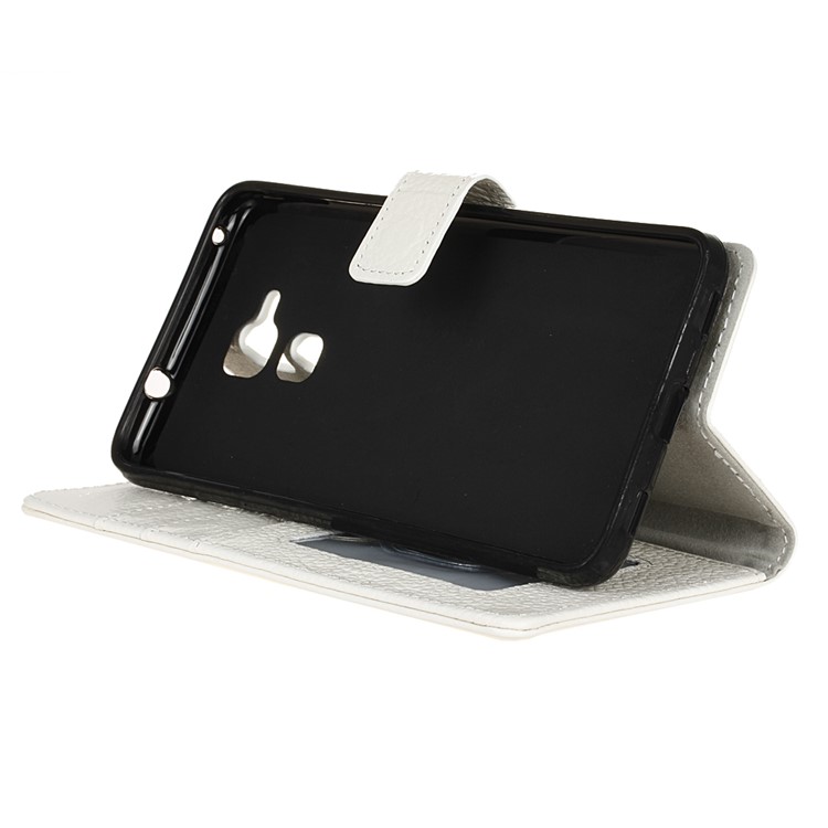 Genuine Leather Wallet Stand Cover Litchi Skin for Huawei Honor 5c / GT3 - White-5