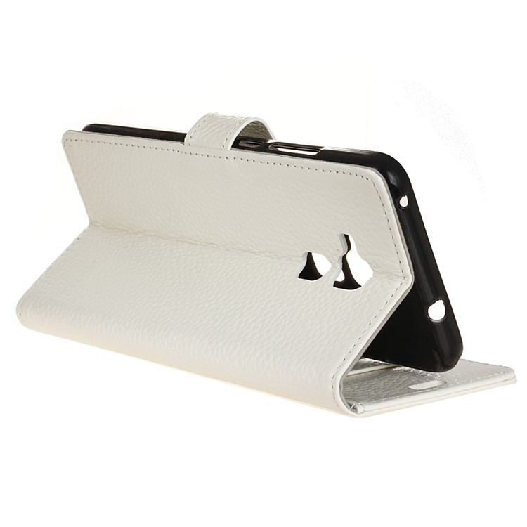 Genuine Leather Wallet Stand Cover Litchi Skin for Huawei Honor 5c / GT3 - White-6