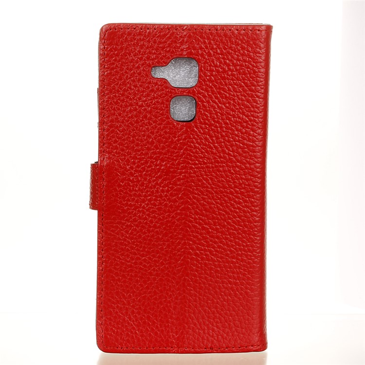 Genuine Leather Wallet Stand Shell Litchi Skin for Huawei Honor 5c / GT3 - Red-2