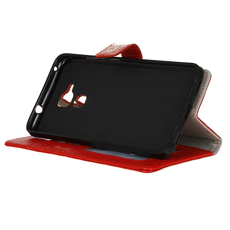 Genuine Leather Wallet Stand Shell Litchi Skin for Huawei Honor 5c / GT3 - Red-5