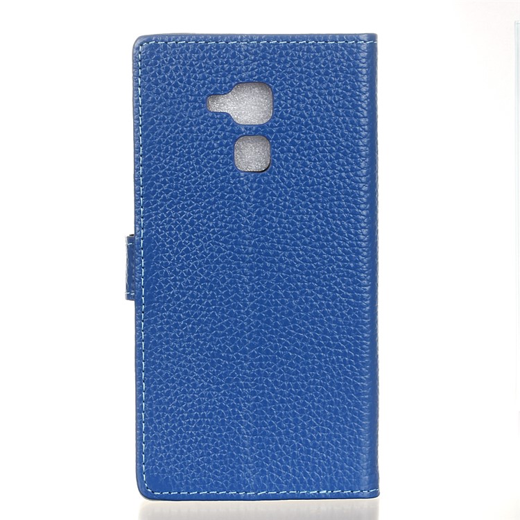 Litchi Genuine Leather Wallet Stand Case for Huawei Honor 5c / GT3 - Blue-2