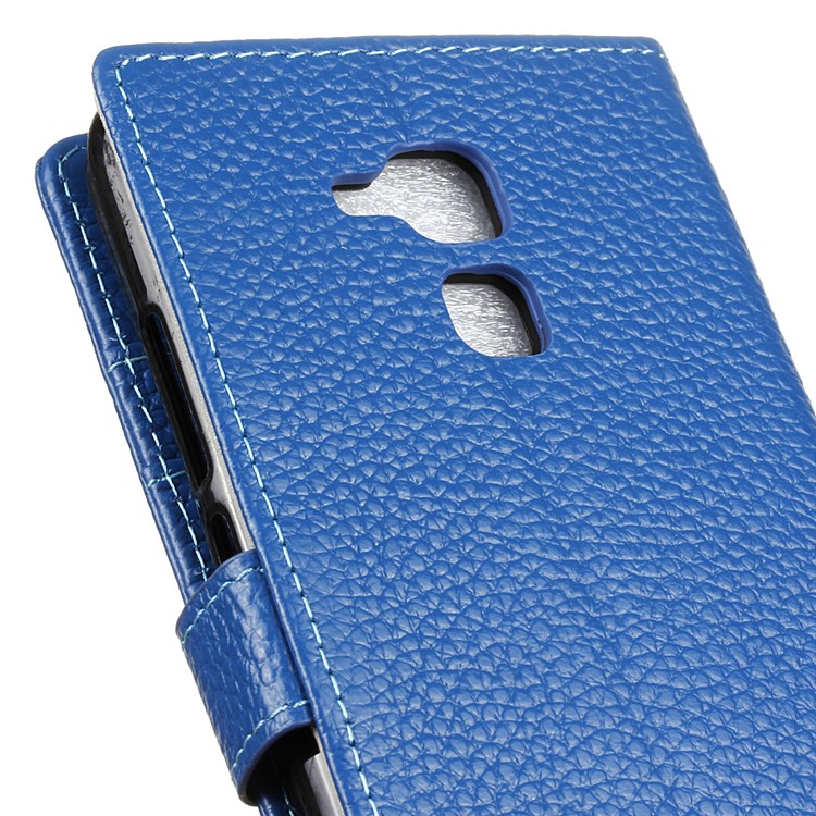 Litchi Genuine Leather Wallet Stand Case for Huawei Honor 5c / GT3 - Blue-3