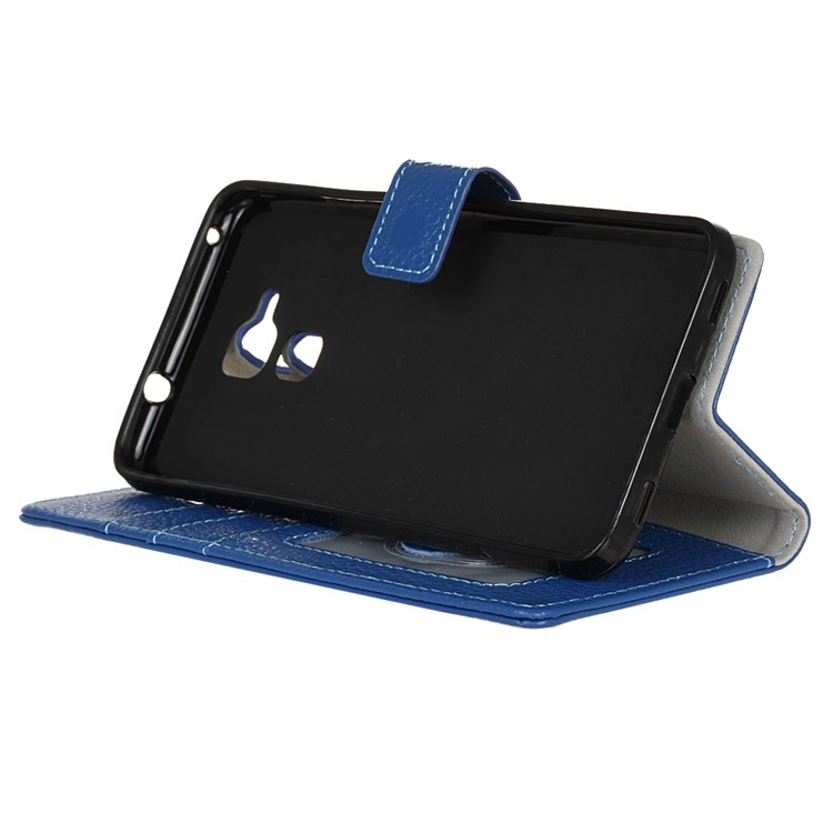 Litchi Genuine Leather Wallet Stand Case for Huawei Honor 5c / GT3 - Blue-5