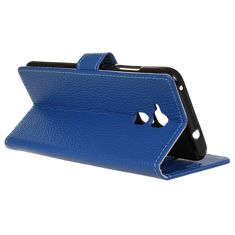 Litchi Genuine Leather Wallet Stand Case for Huawei Honor 5c / GT3 - Blue-6