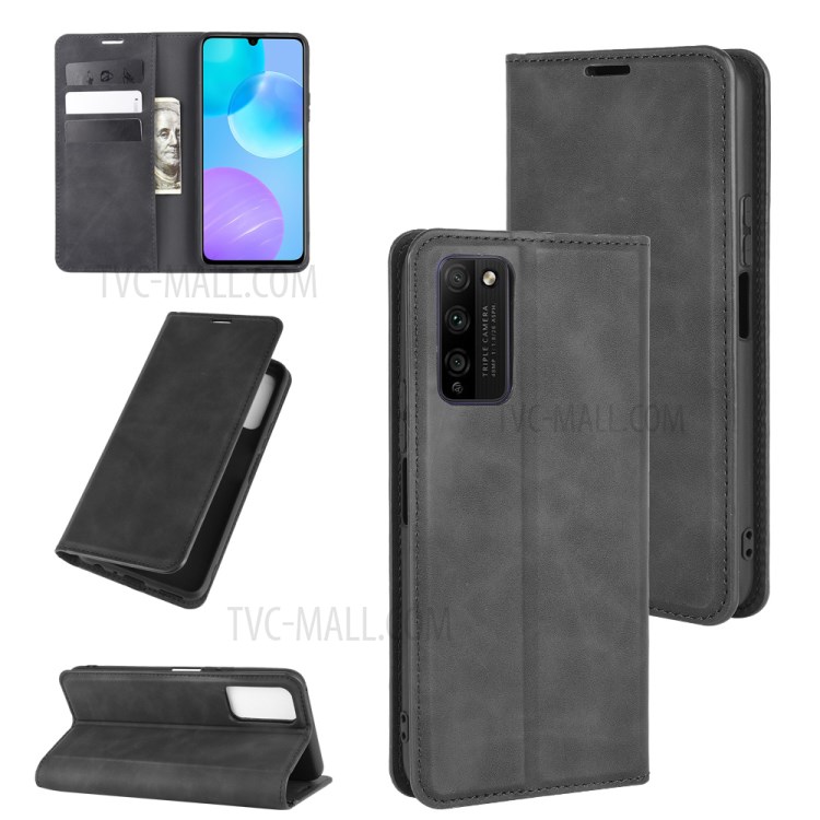 Silky Touch Leather Stylish Case for Honor 30 Youth/Honor 30 Lite - Black-1