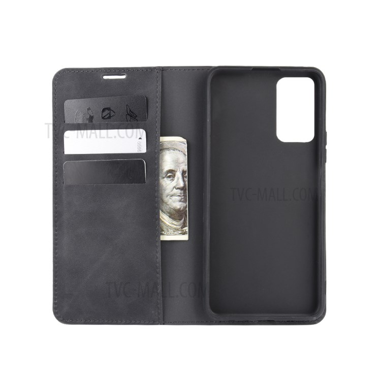 Silky Touch Leather Stylish Case for Honor 30 Youth/Honor 30 Lite - Black-2