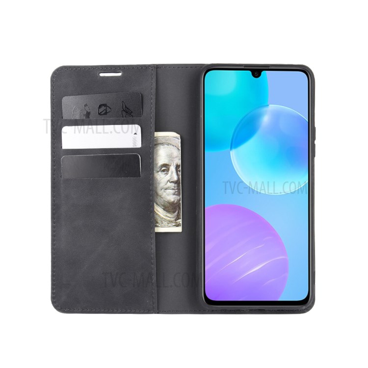 Silky Touch Leather Stylish Case for Honor 30 Youth/Honor 30 Lite - Black-3