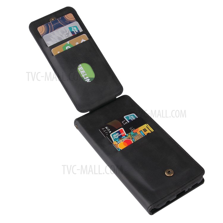 Zipper Pocket 9 Card Slots Leather with Wallet Case for Huawei Y5p - Black-10