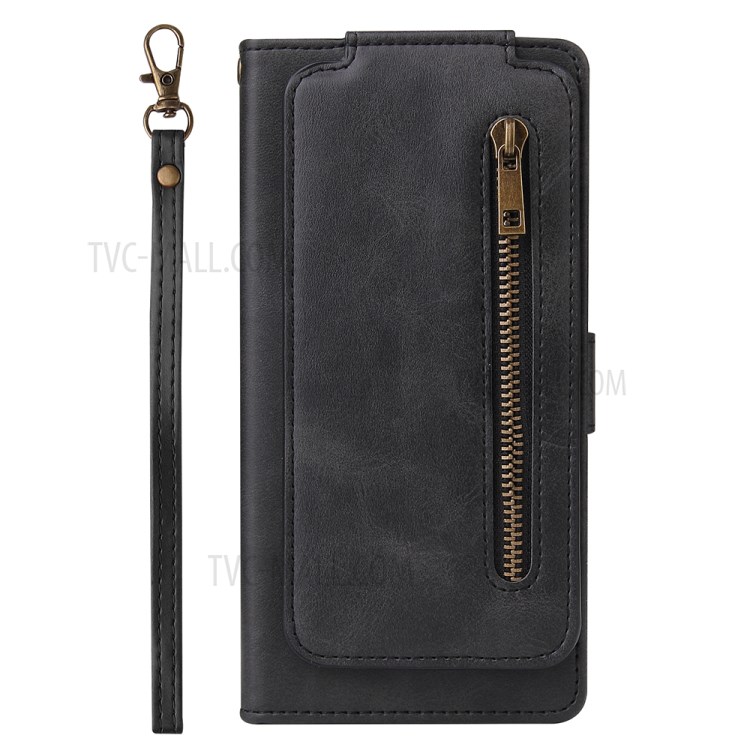 Zipper Pocket 9 Card Slots Leather with Wallet Case for Huawei Y5p - Black-11