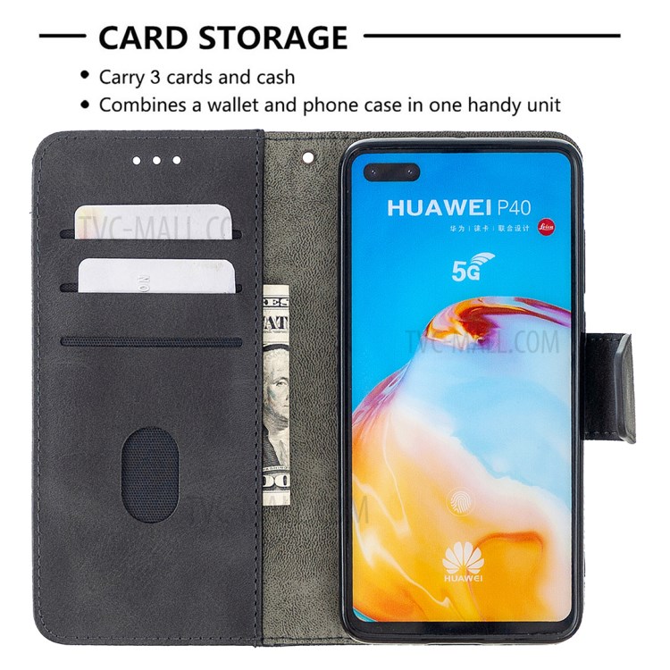 Assorted Color Crocodile Skin Leather Wallet Phone Case for Huawei P40 - Black-6