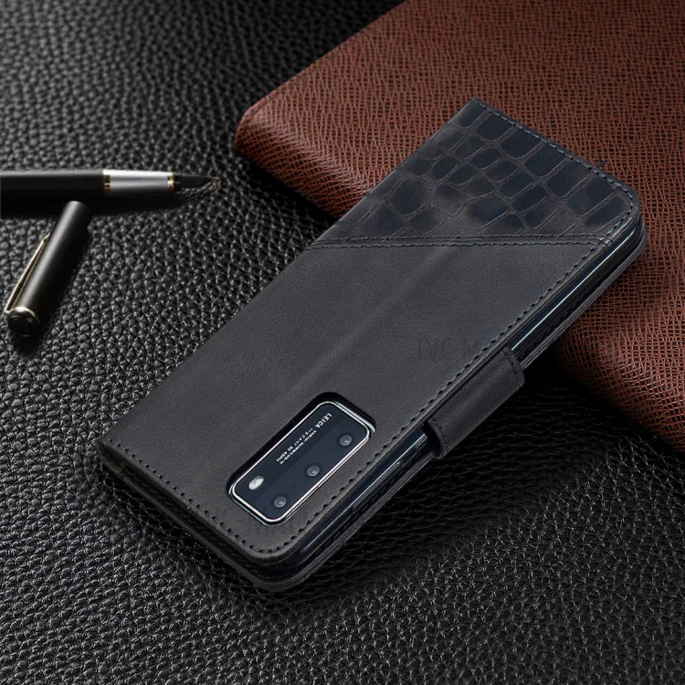 Assorted Color Crocodile Skin Leather Wallet Phone Case for Huawei P40 - Black-8