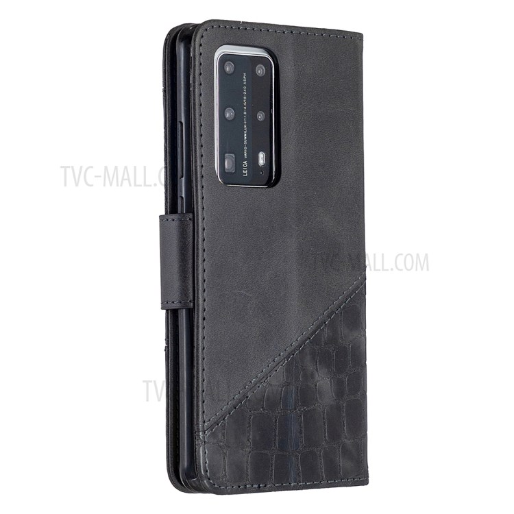 Crocodile Skin Assorted Color Leather Phone Shell for Huawei P40 Pro - Black-3