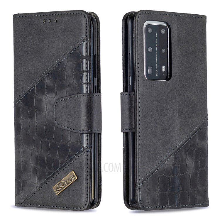 Crocodile Skin Assorted Color Leather Phone Shell for Huawei P40 Pro - Black-4
