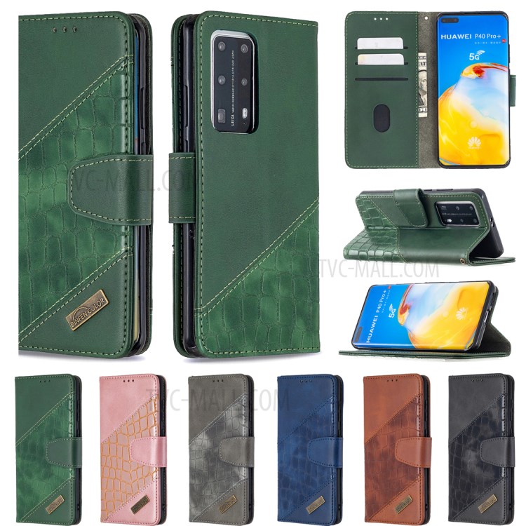 Crocodile Skin Assorted Color Leather Phone Shell for Huawei P40 Pro - Black-9