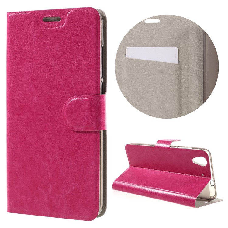 Crazy Horse Stand Card Slot Leather Case for Huawei Y6II / Honor 5A - Rose-1