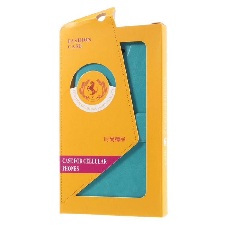 Crazy Horse Leather Cover Stand Card Holder for Huawei Y6II / Honor 5A - Blue-11