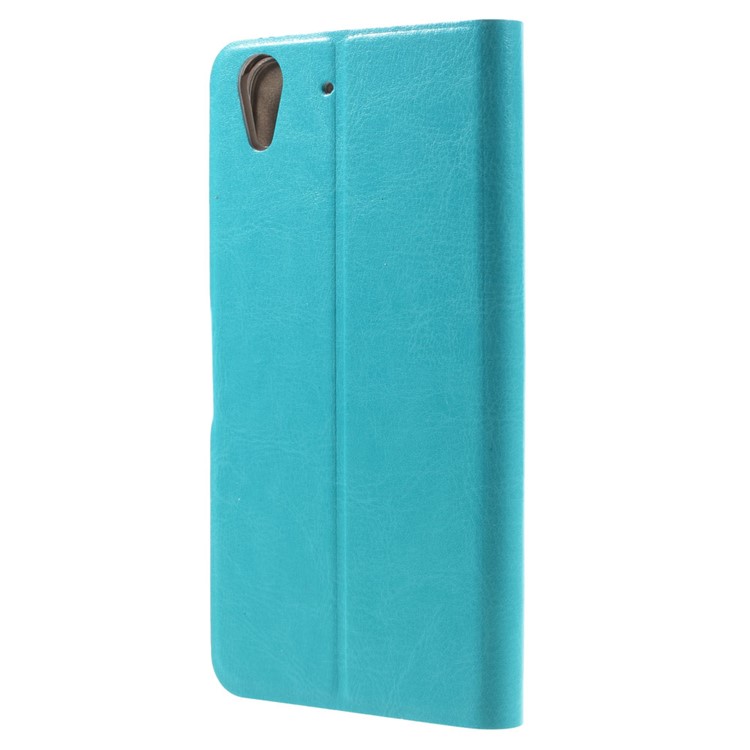 Crazy Horse Leather Cover Stand Card Holder for Huawei Y6II / Honor 5A - Blue-2