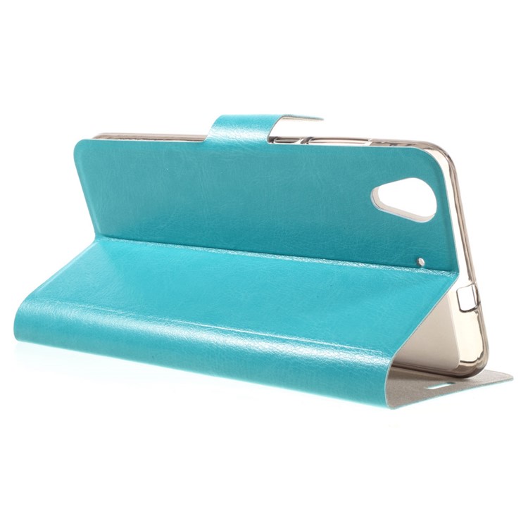 Crazy Horse Leather Cover Stand Card Holder for Huawei Y6II / Honor 5A - Blue-7