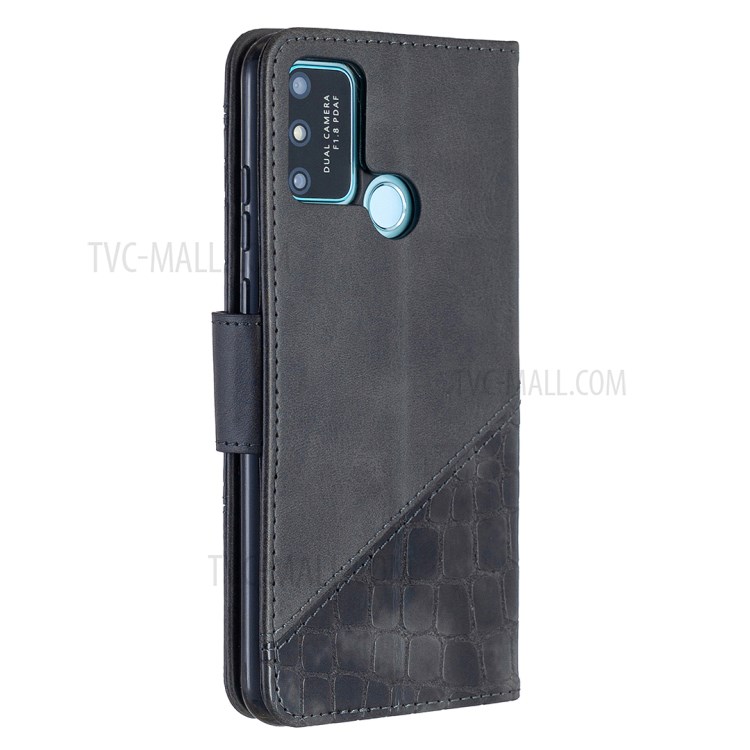 Crocodile Skin Assorted Color Leather Mobile Phone Cover with Wallet for Honor 9A - Black-3