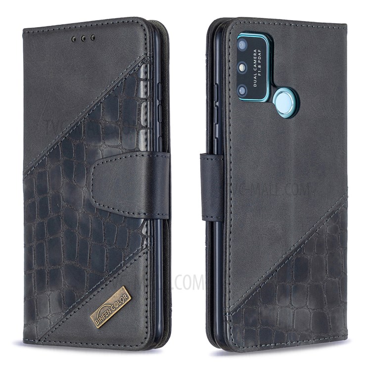 Crocodile Skin Assorted Color Leather Mobile Phone Cover with Wallet for Honor 9A - Black-4