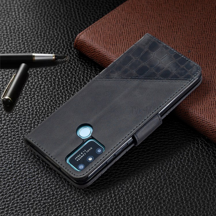 Crocodile Skin Assorted Color Leather Mobile Phone Cover with Wallet for Honor 9A - Black-8
