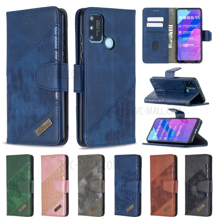 Crocodile Skin Assorted Color Leather Mobile Phone Cover with Wallet for Honor 9A - Black-9