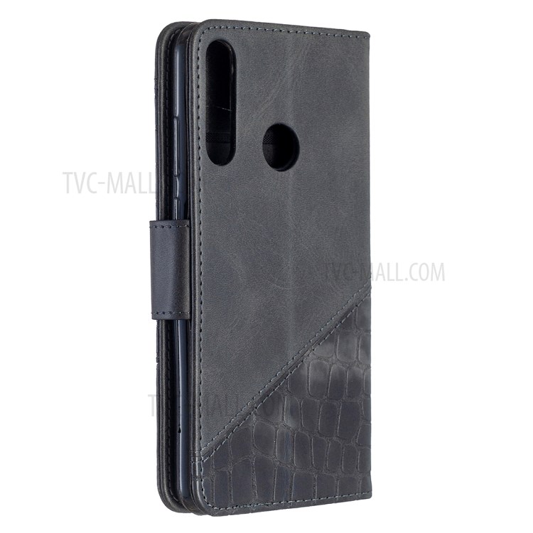 Crocodile Skin Assorted Color Leather Wallet Phone Case for Huawei Y6p - Black-3