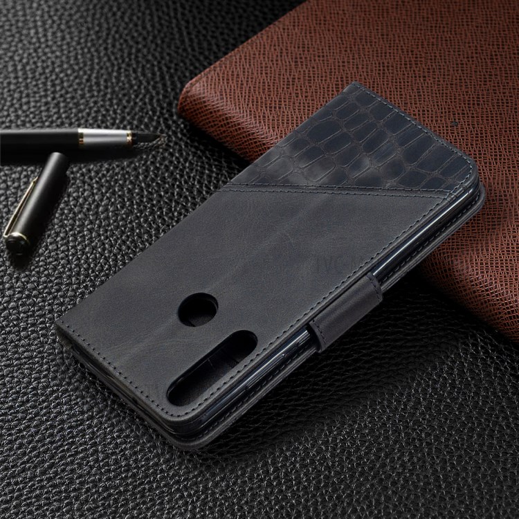 Crocodile Skin Assorted Color Leather Wallet Phone Case for Huawei Y6p - Black-8