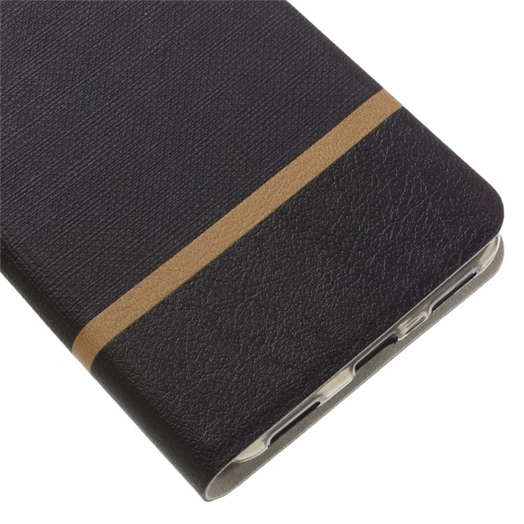 Cross Texture Card Holder Leather Stand Case for Huawei Honor 5A/Y6 II Built-in Steel Sheet - Black-4