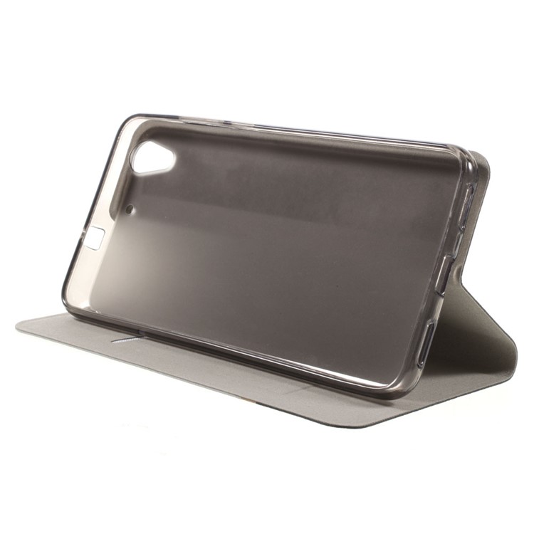 Cross Texture Folio Leather Stand Cover for Huawei Honor 5A/Y6 II Built-in Steel Sheet - Grey-6