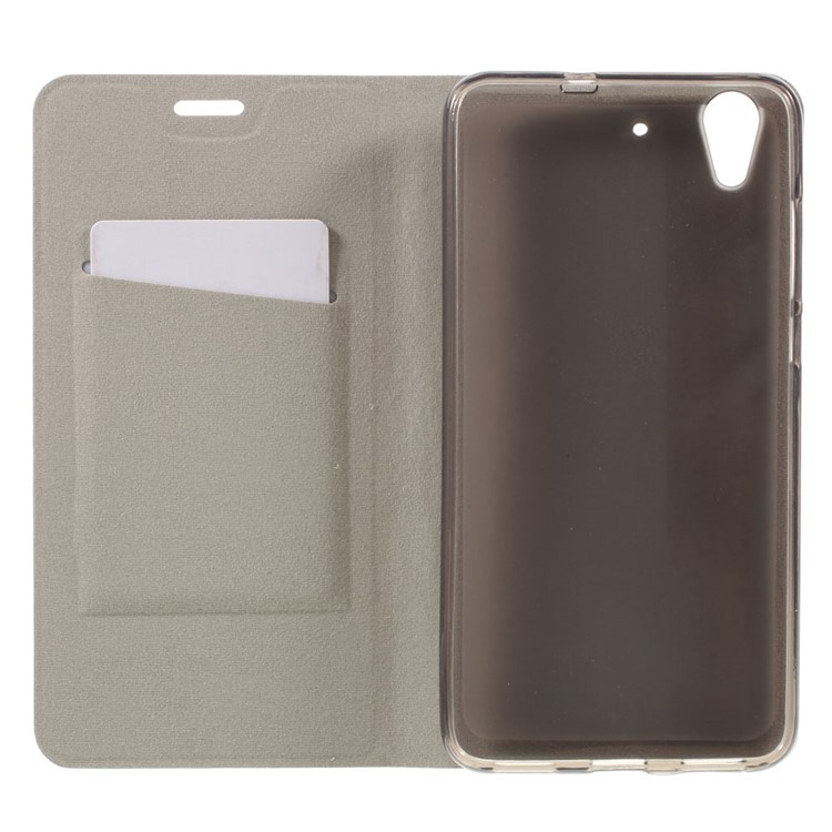 Cross Texture Folio Leather Stand Cover for Huawei Honor 5A/Y6 II Built-in Steel Sheet - Grey-8