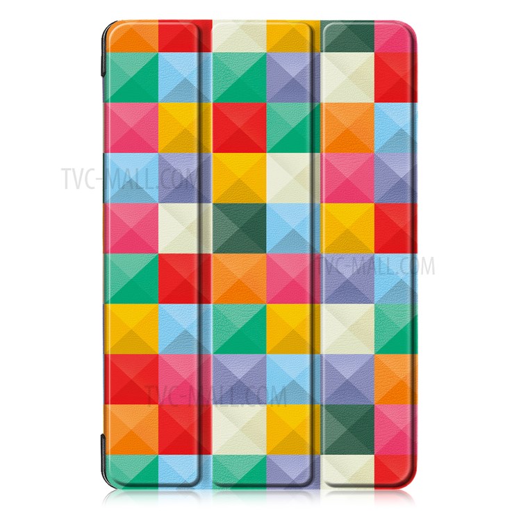 Pattern Printing Tri-fold Stand Leather Smart Case for Huawei MatePad 10.8 - Colorful Checks-2