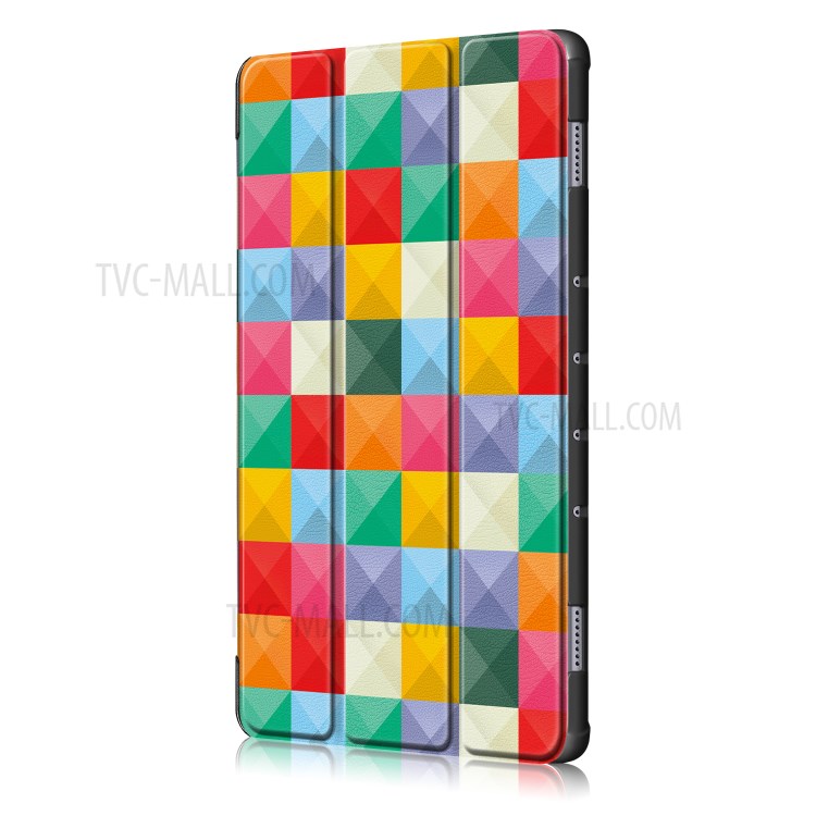 Pattern Printing Tri-fold Stand Leather Smart Case for Huawei MatePad 10.8 - Colorful Checks-4