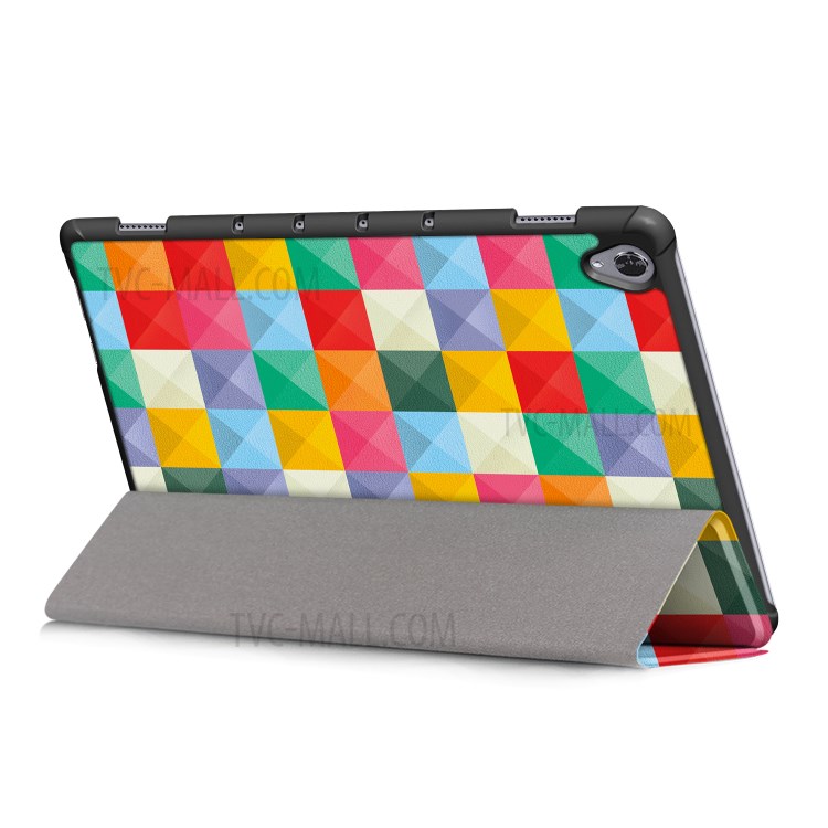 Pattern Printing Tri-fold Stand Leather Smart Case for Huawei MatePad 10.8 - Colorful Checks-7