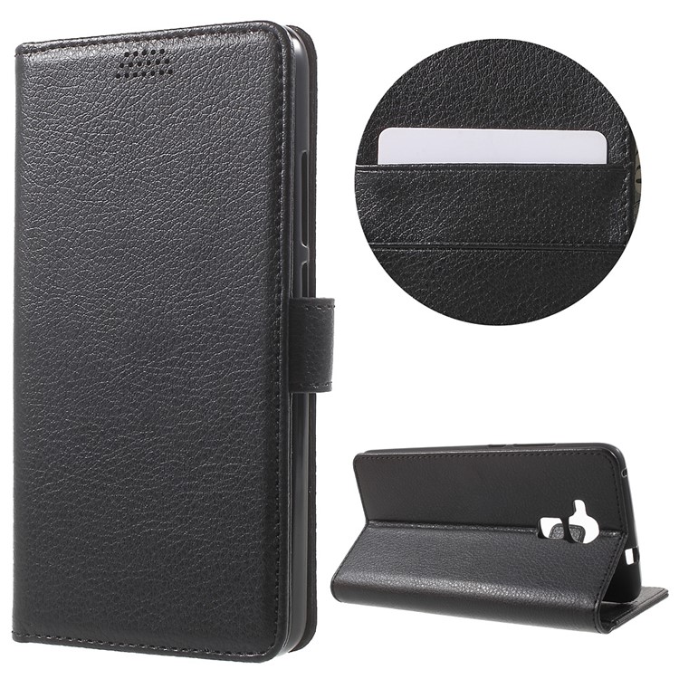 Lychee Grain Wallet Leather Stand Case for Huawei Honor 5c / GT3 - Black-1