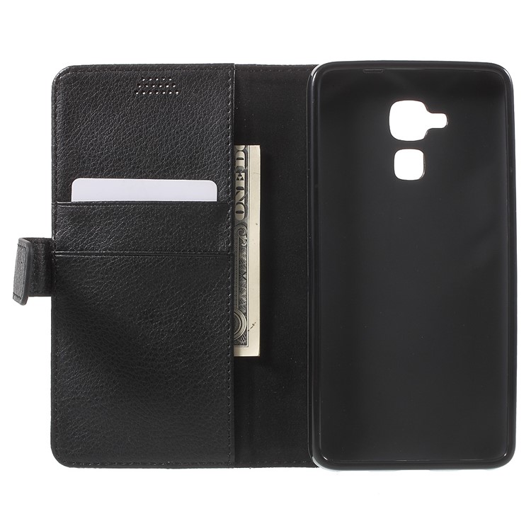 Lychee Grain Wallet Leather Stand Case for Huawei Honor 5c / GT3 - Black-4