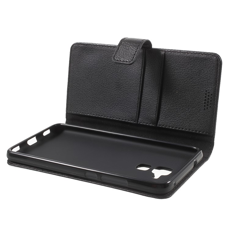 Lychee Grain Wallet Leather Stand Case for Huawei Honor 5c / GT3 - Black-5