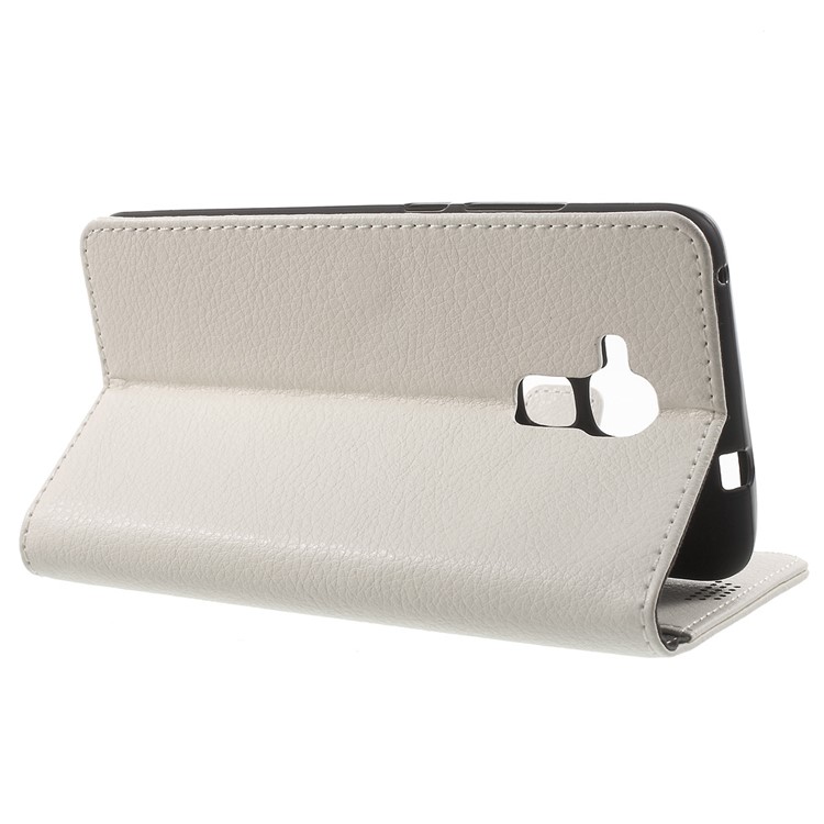 Lychee Grain Wallet Leather Stand Cover for Huawei Honor 5c / GT3 - White-3