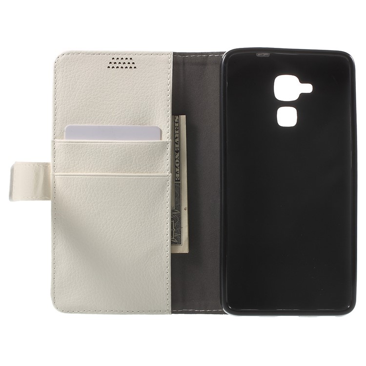 Lychee Grain Wallet Leather Stand Cover for Huawei Honor 5c / GT3 - White-4