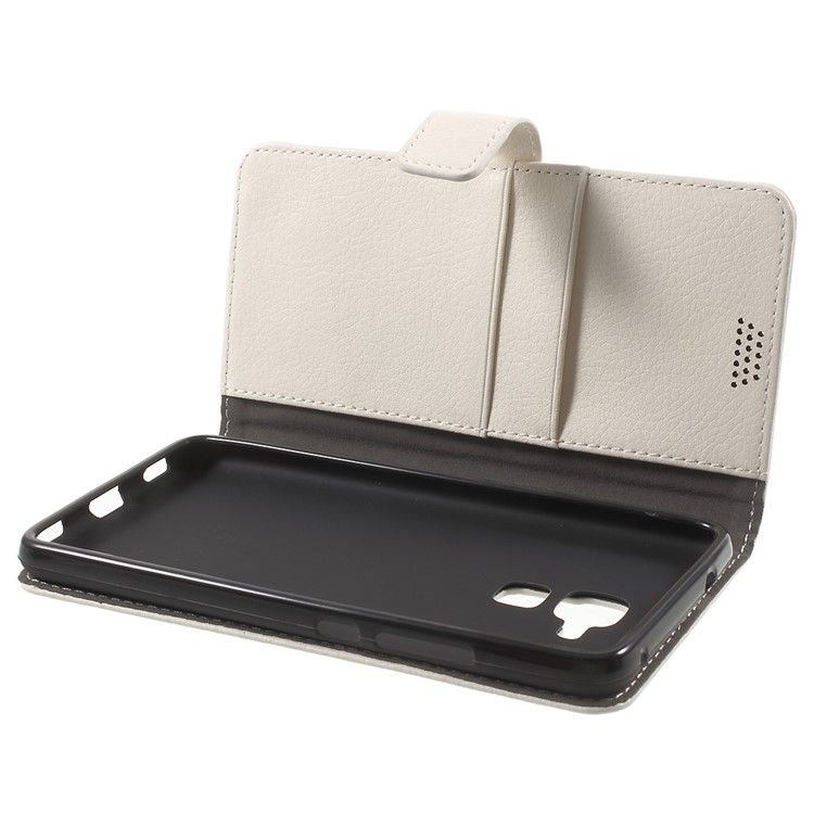 Lychee Grain Wallet Leather Stand Cover for Huawei Honor 5c / GT3 - White-5