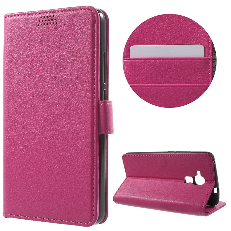 Lychee Grain Magnetic Leather Stand Case for Huawei Honor 5c / GT3 - Rose-1