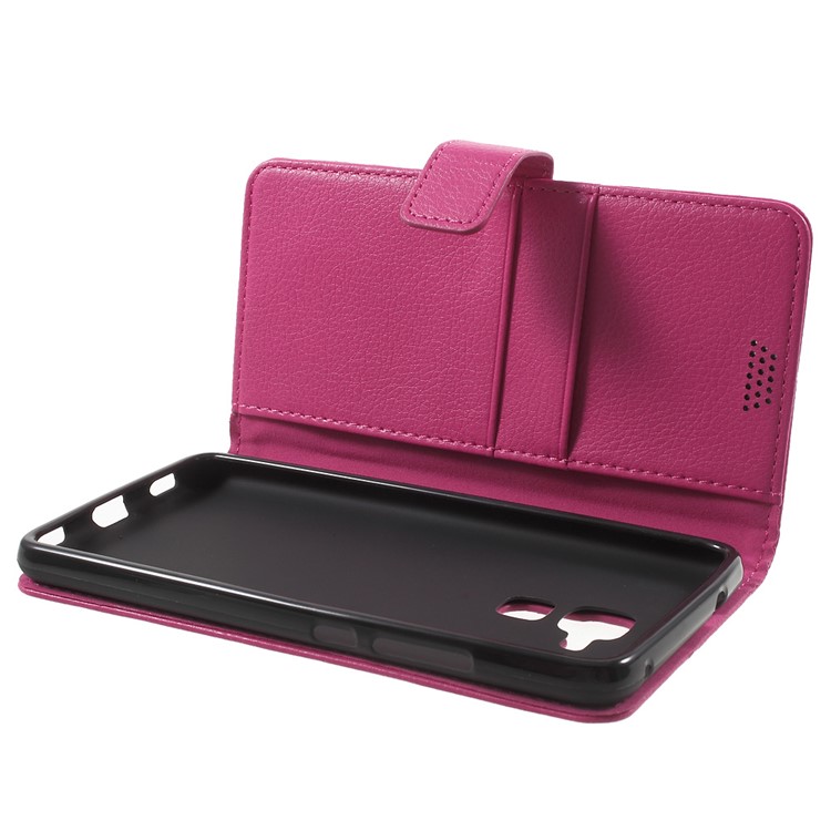 Lychee Grain Magnetic Leather Stand Case for Huawei Honor 5c / GT3 - Rose-5