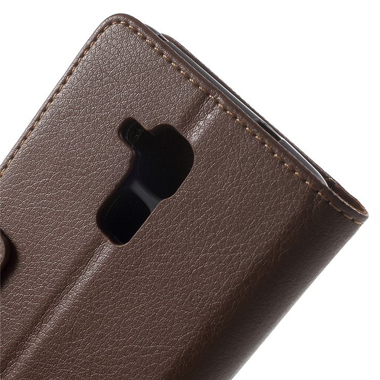 Lychee Grain Card Holder Leather Stand Shell for Huawei Honor 5c / GT3 - Brown-6