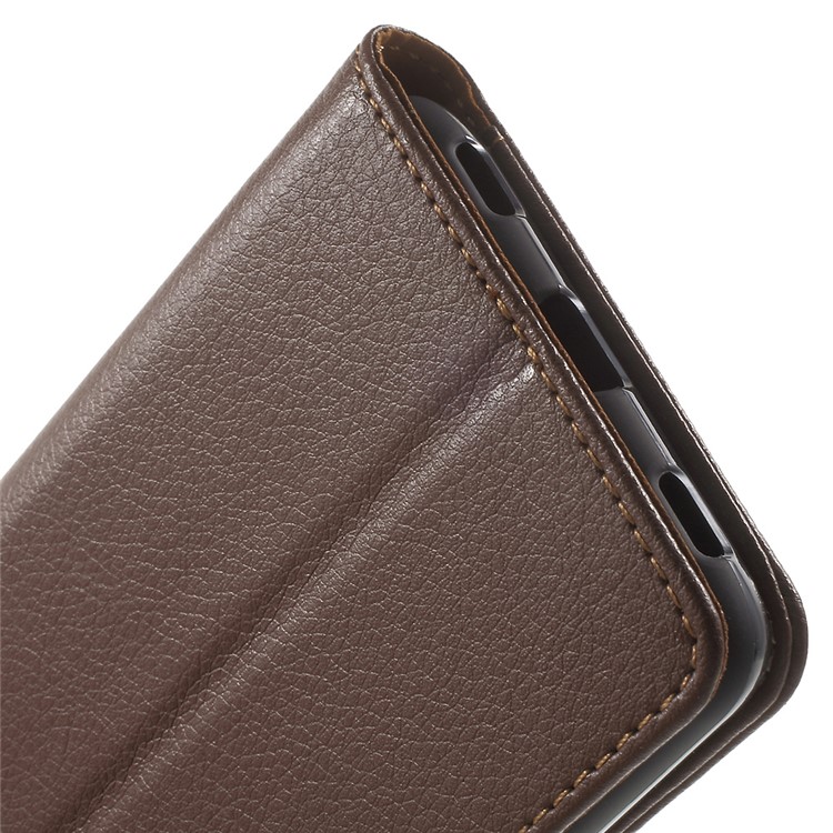 Lychee Grain Card Holder Leather Stand Shell for Huawei Honor 5c / GT3 - Brown-8
