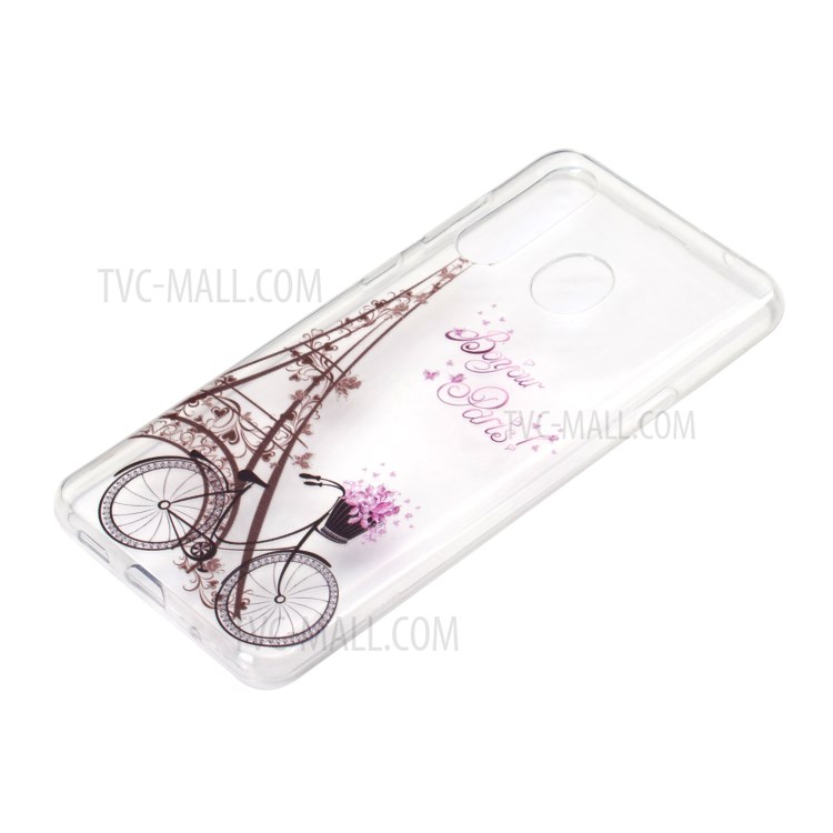 Pattern Printing Soft TPU Protector Cover for Huawei Y6p - Eiffel Tower and Bicycle-3